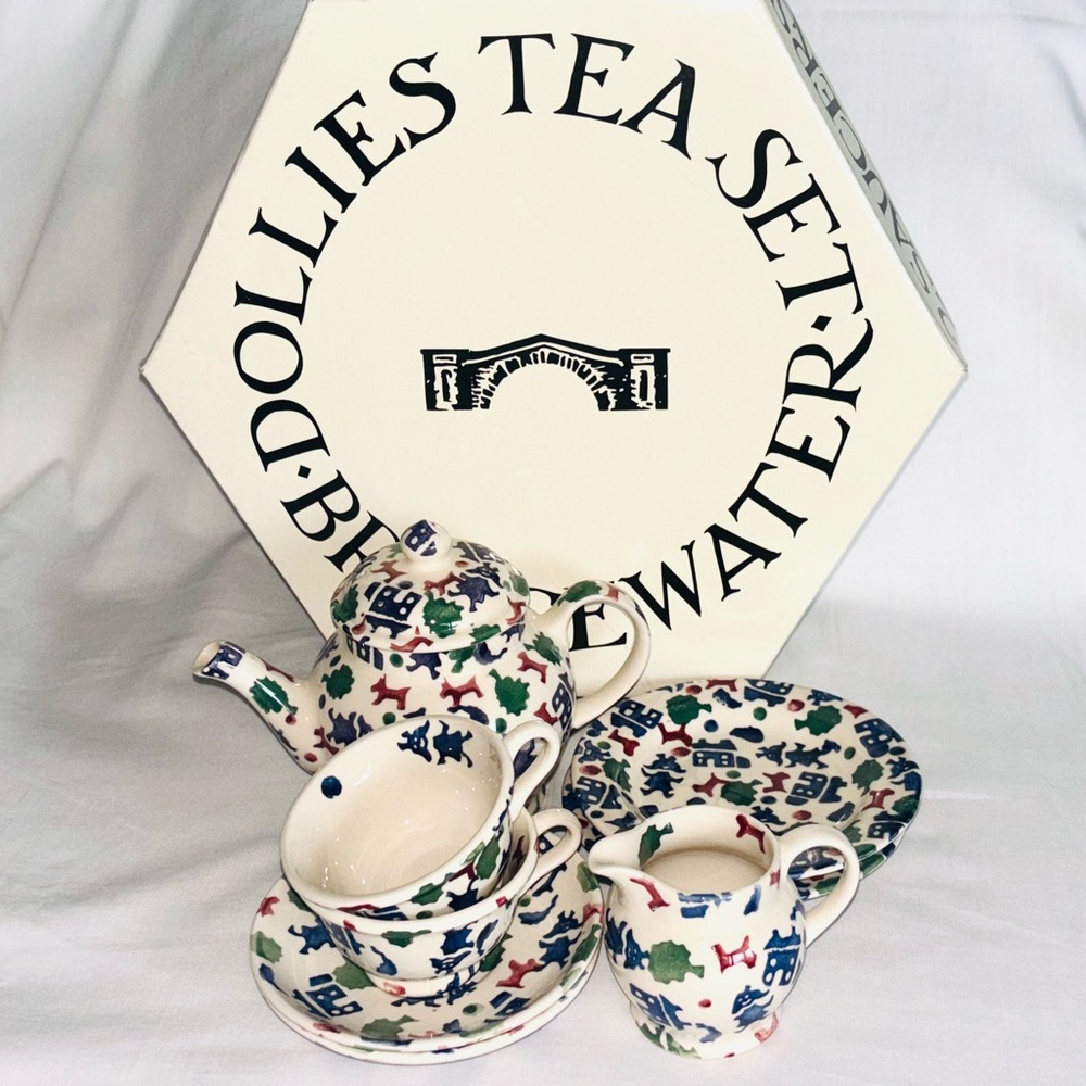 Emma Bridgewater Dollies Tea Set Child RARE Sponge Ware Teapot Cup Saucer Jug